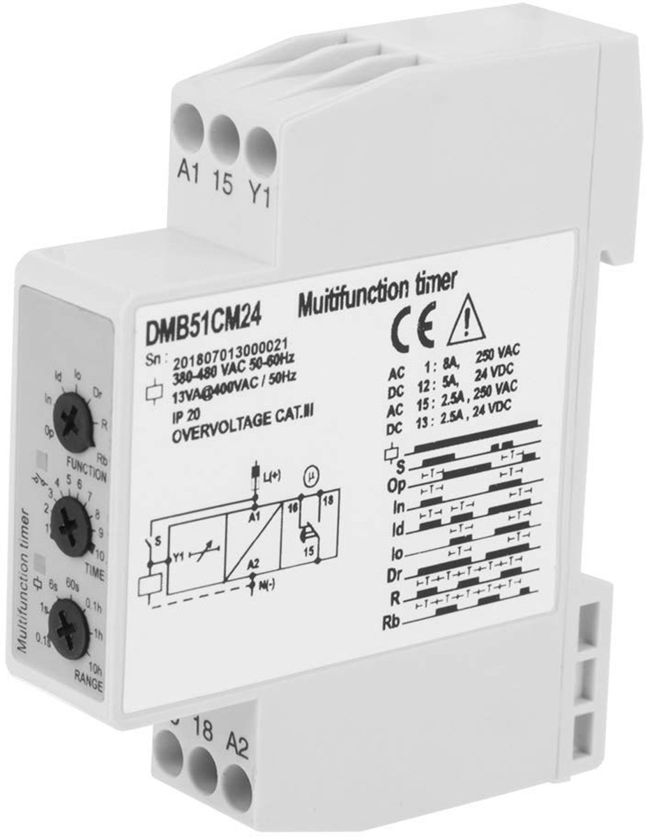 SnelShoppen - Tijdvertraging relais DC 24V en AC 24-240V multifunctioneel tijdrelais met 7 functies en instelbare tijdsduur