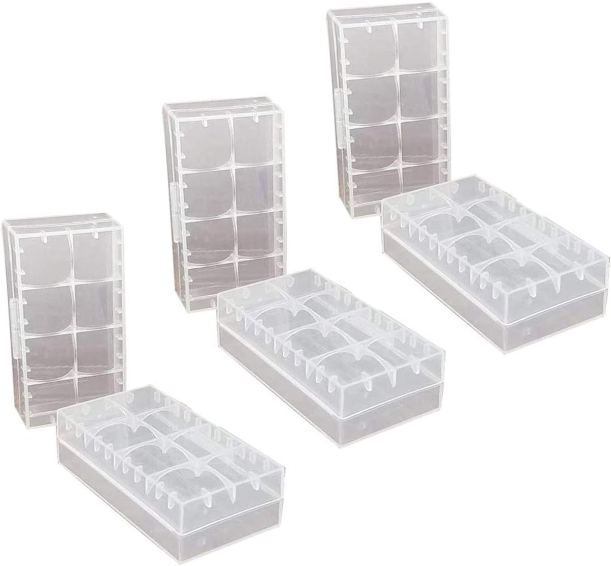 SnelShoppen - Pack van 6 Batterijopslagdozen voor 18650/18350/CR123A/17670 - Robuuste Plastic Opbergdozen voor Oplaadbare Batterijen - Handig voor Cam