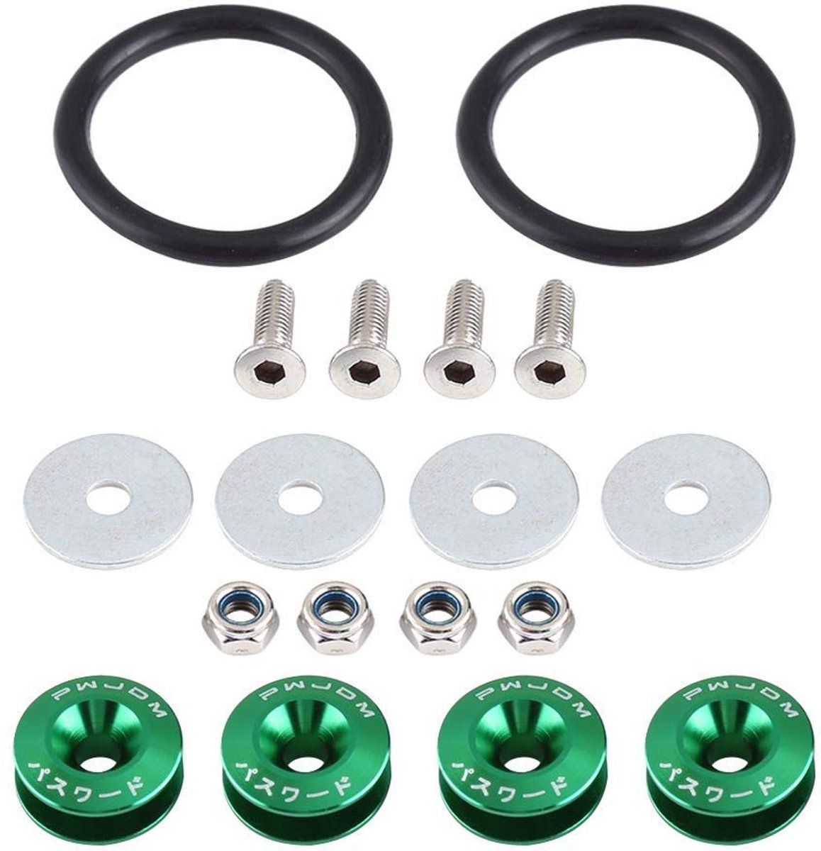SnelShoppen - Bumper Houder Set Aluminium Legering Voor Auto, Snelle Montage Bumper Ringen Met Bevestigingsmiddelen, Groene Kleur, Duurzaam en Gebruik