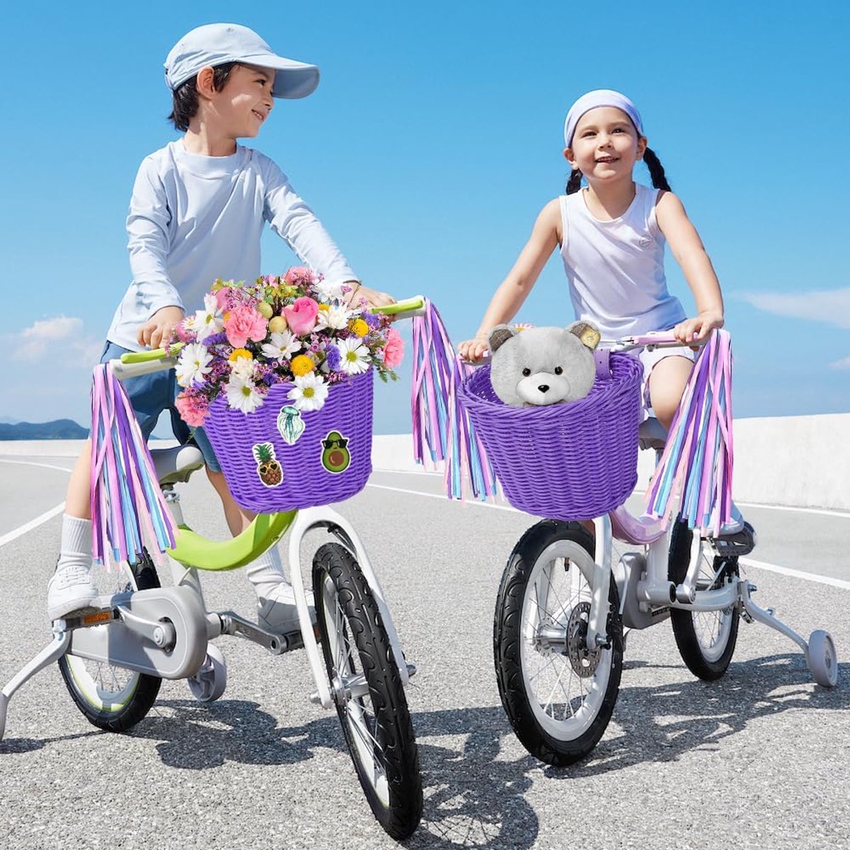 Kinderfietsmand - Meisjesfiets Accessoire - Spullen Vervoeren - Afneembaar met Riem - 21x16x16cm - Paars