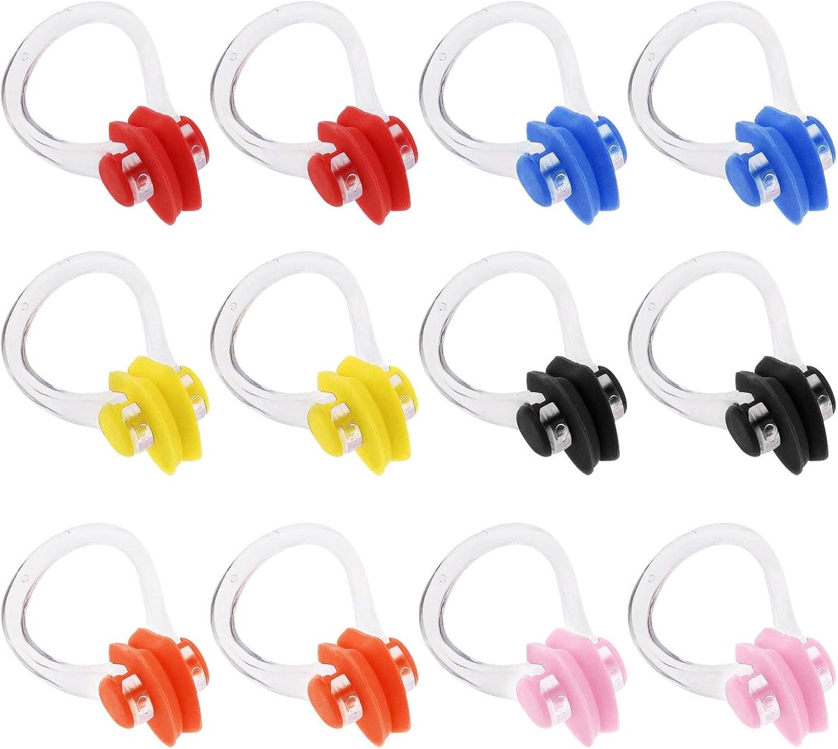 SnelShoppen - 12 Stuks Zwem Neusklemmen voor Duiken, Zwemtraining en Surfen - Beginners Kinderen Volwassenen - Zacht Silicone - Comfortabel en Waterdi