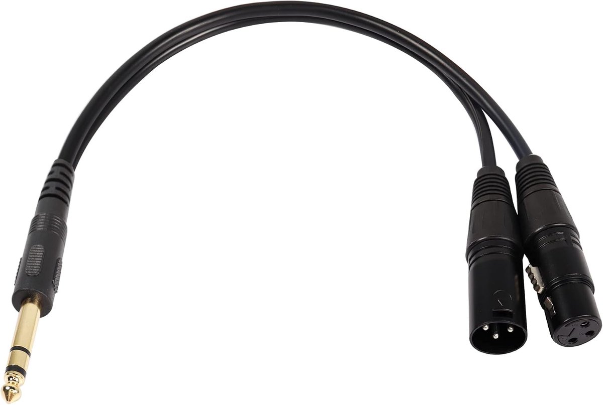SnelShoppen - 1/4" Male naar XLR Male en Female Gebalanceerde Kabel 1 naar 2 Splitter Adapter TRS 6.35mm naar XLR 3 Pin 36cm/14.2in voor Professionele