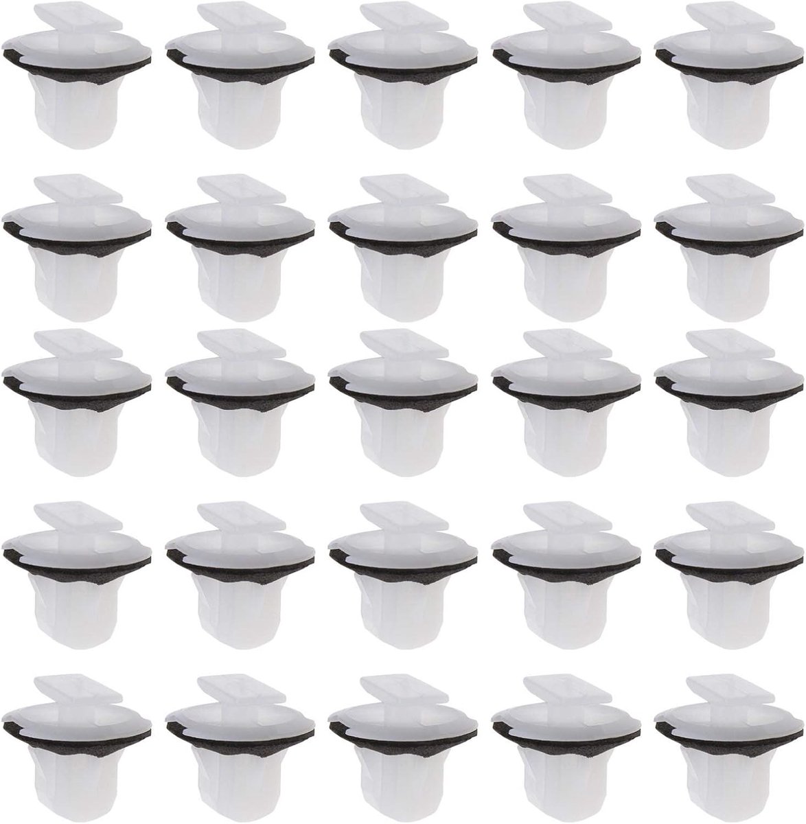 SnelShoppen - 50 Stuks Auto Radlauf Einfassungen Zierleisten Clips, Witte Kunststof Verzegelingen met Zwarte Dichtschijven voor 9 mm Gaten