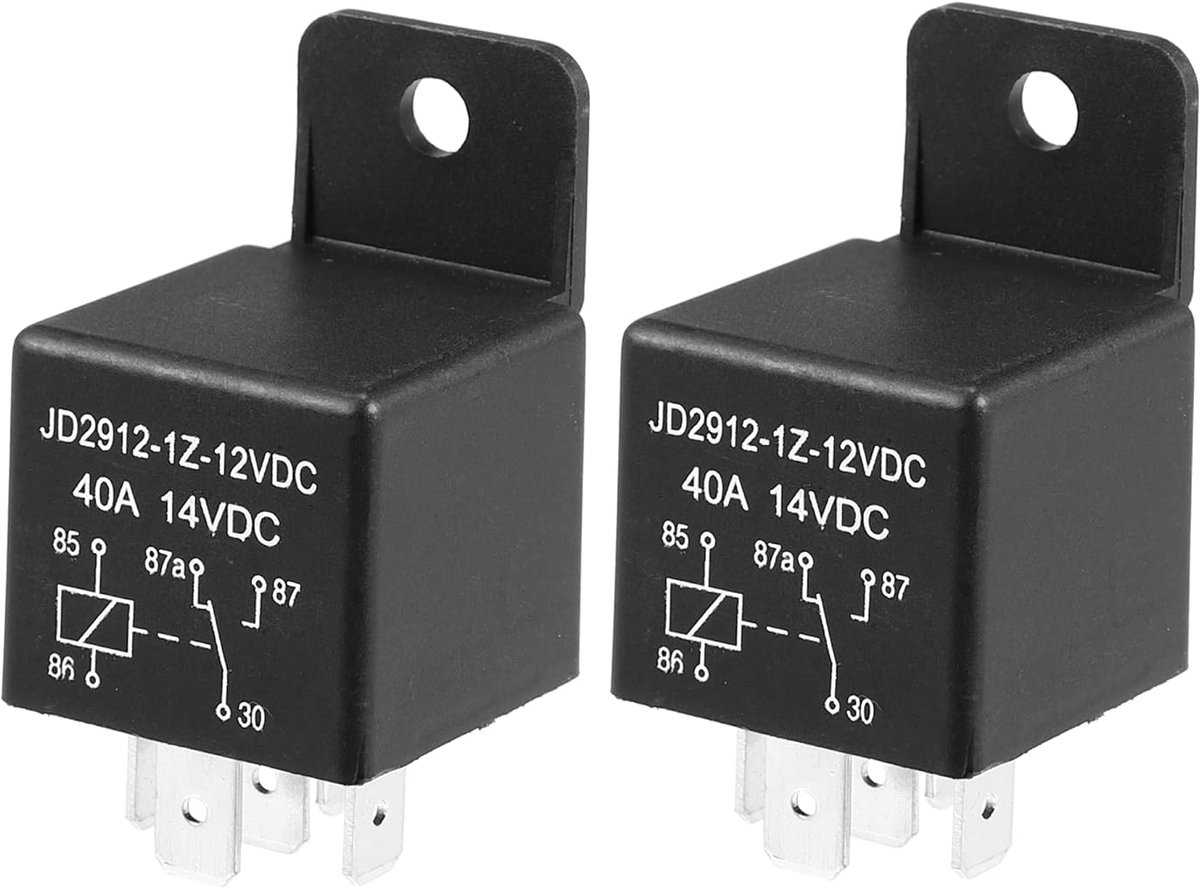 SnelShoppen - 2 Stuks Auto Relay 5 Pins 12V 40A SPST JD2912-1Z-12VDC voor Auto's, Gemakkelijk te Gebruik, Betrouwbare Stroomvoorziening voor Auto-acce