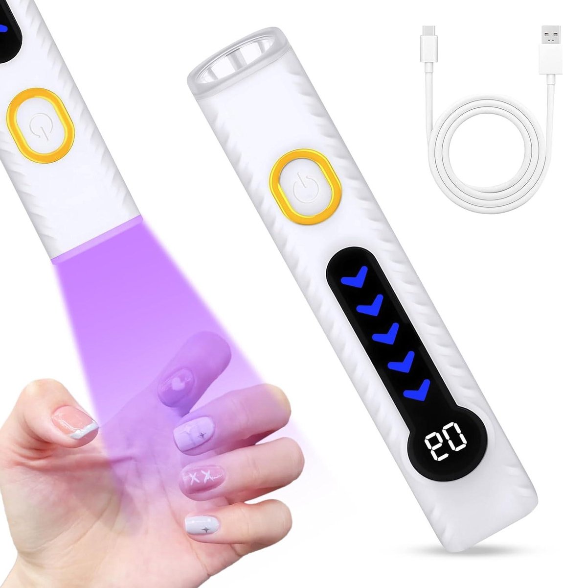 Draagbare UV Lamp - Mini Nageldroger - Gelnagels Uitharden - Oplaadbaar Penmodel - USB C - Wit