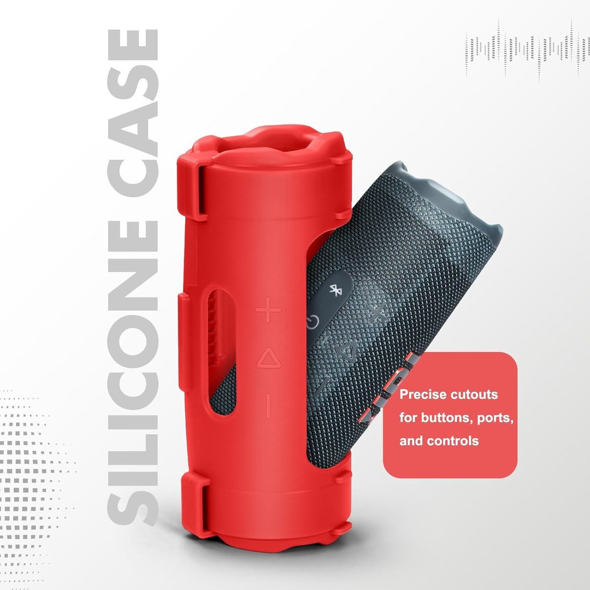 Draagbare Siliconeschuilhoes voor Flip 7 Luidspreker, Zachte Cover met Schouderriem en Fietsbevestiging (Rood)