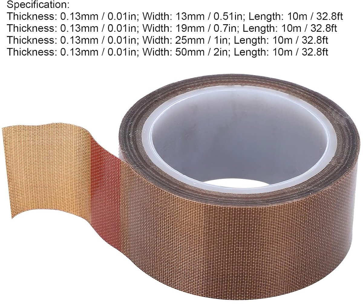 SnelShoppen - Roll PTFE Tape Hechtfolie Isolatie Tape 0.12mm x 19mm x 10m Hoge Temperatuur 300°C voor Vacuum Sealer en Klusprojecten