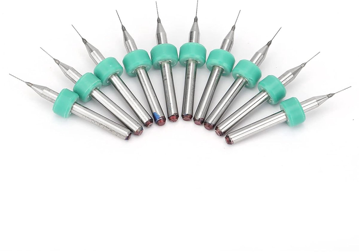 SnelShoppen - 10 stuks Mini Carbide Boorbits voor Printplaten, CNC Graveren, Hoge Hardheid (0.25mm) - Tungsten Staal, Scherp, Voor Diverse Materialen