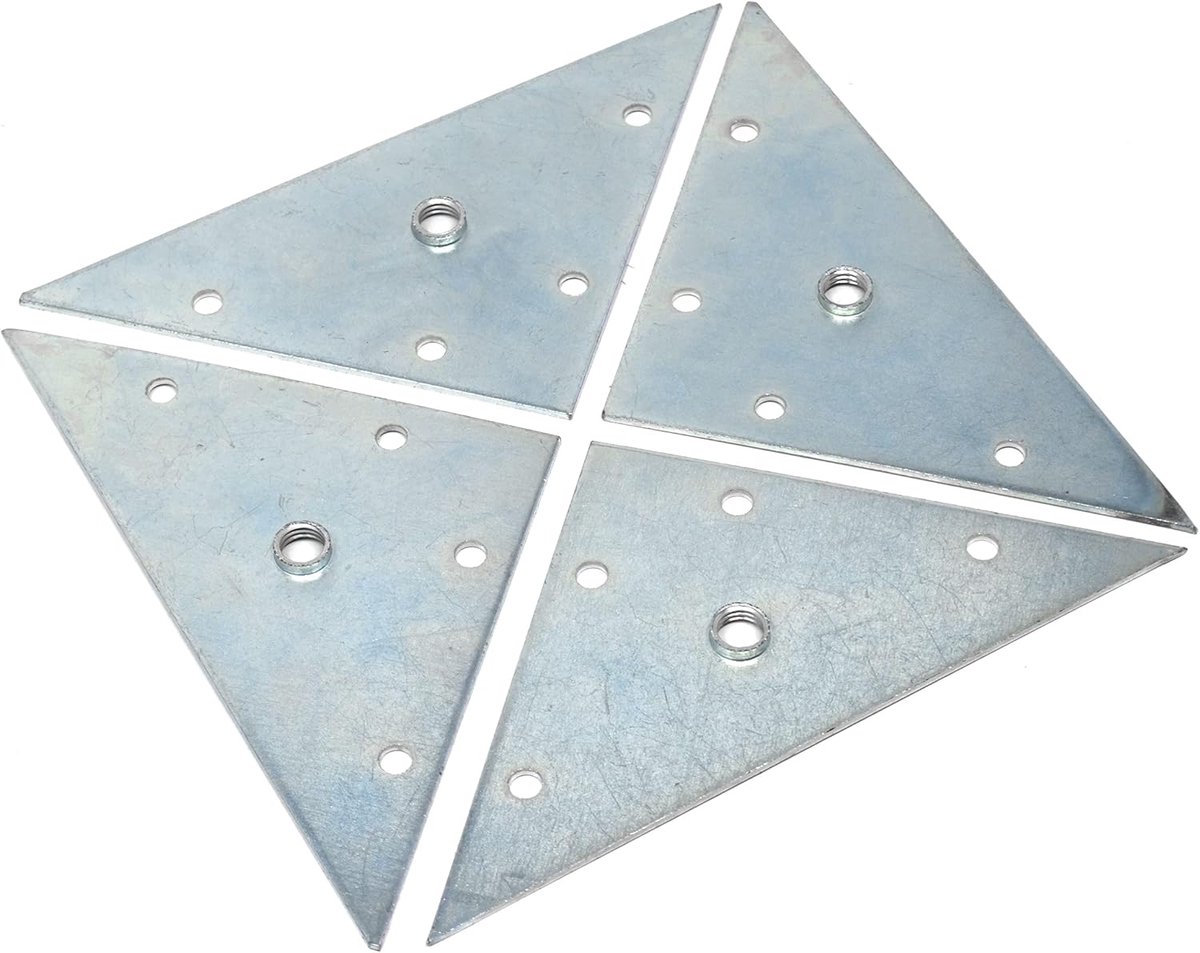 SnelShoppen - Set van 4 Montageplaten 117x117 mm voor Meubelpoten met M10 Draad, Robuust Staal, Eenvoudige Montage, Ideaal voor Kasten, Banken en Meer