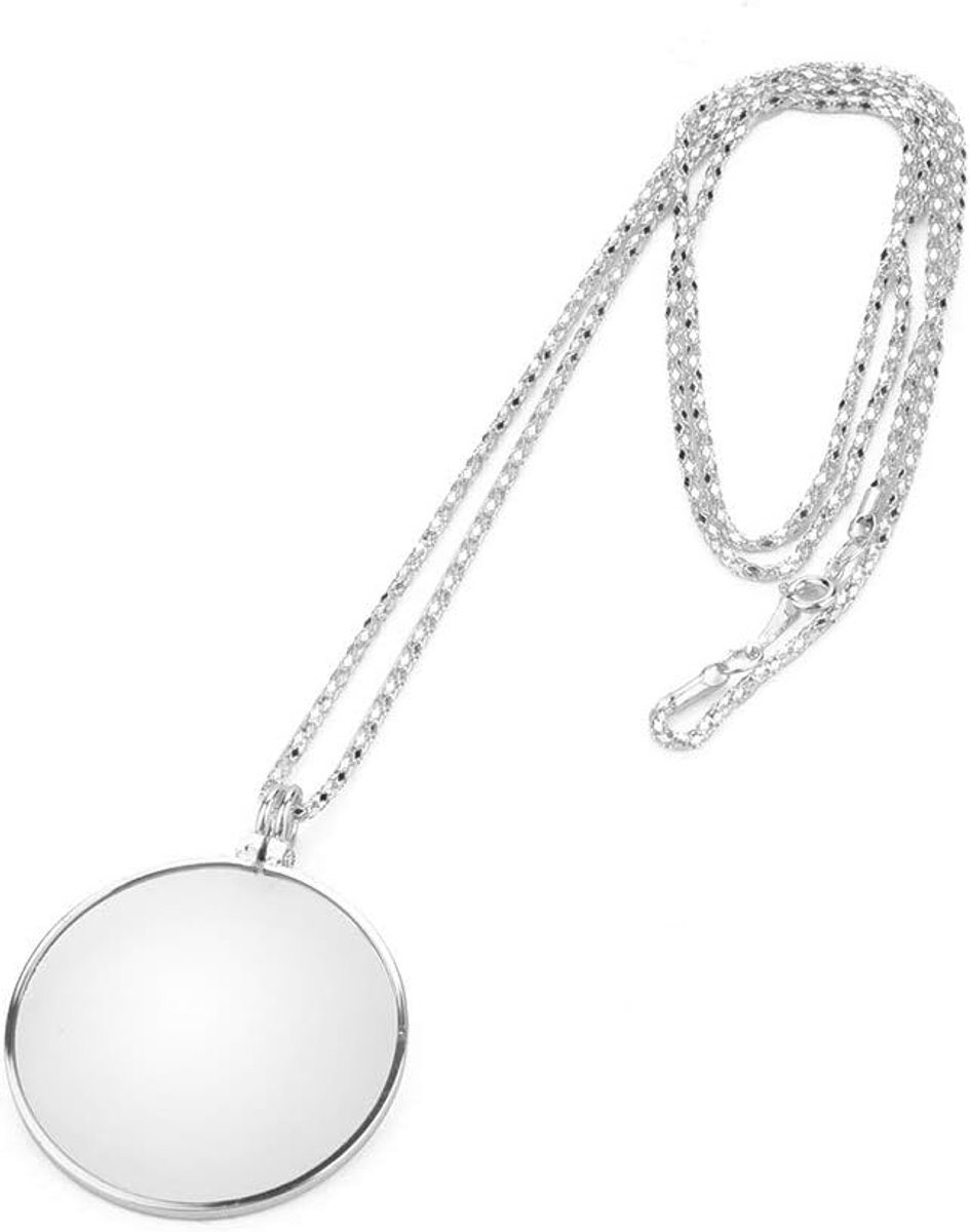 SnelShoppen - 5X Vergrootglas Ketting Loupe voor Mannen en Vrouwen - Zilver - Draagbare Juwelen Vergrootglas - Hoogwaardige Zink Legering - Handig voo