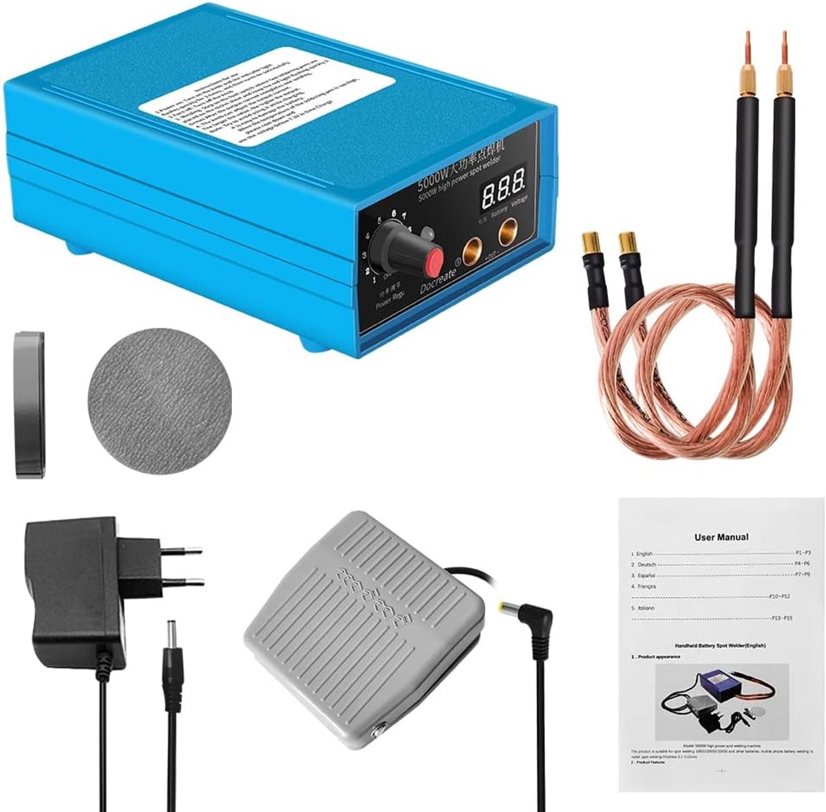 Weytoll Spot welding, 5000 W, nickel plate battery welding machine for 10 speed pipes, output power C control for - ShopVlot