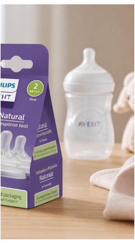 Philips Avent Réflexe de succion naturel - Vitesse 0+ Mois, Lot de 2 - SCY962/02 - Tétines de bouteille