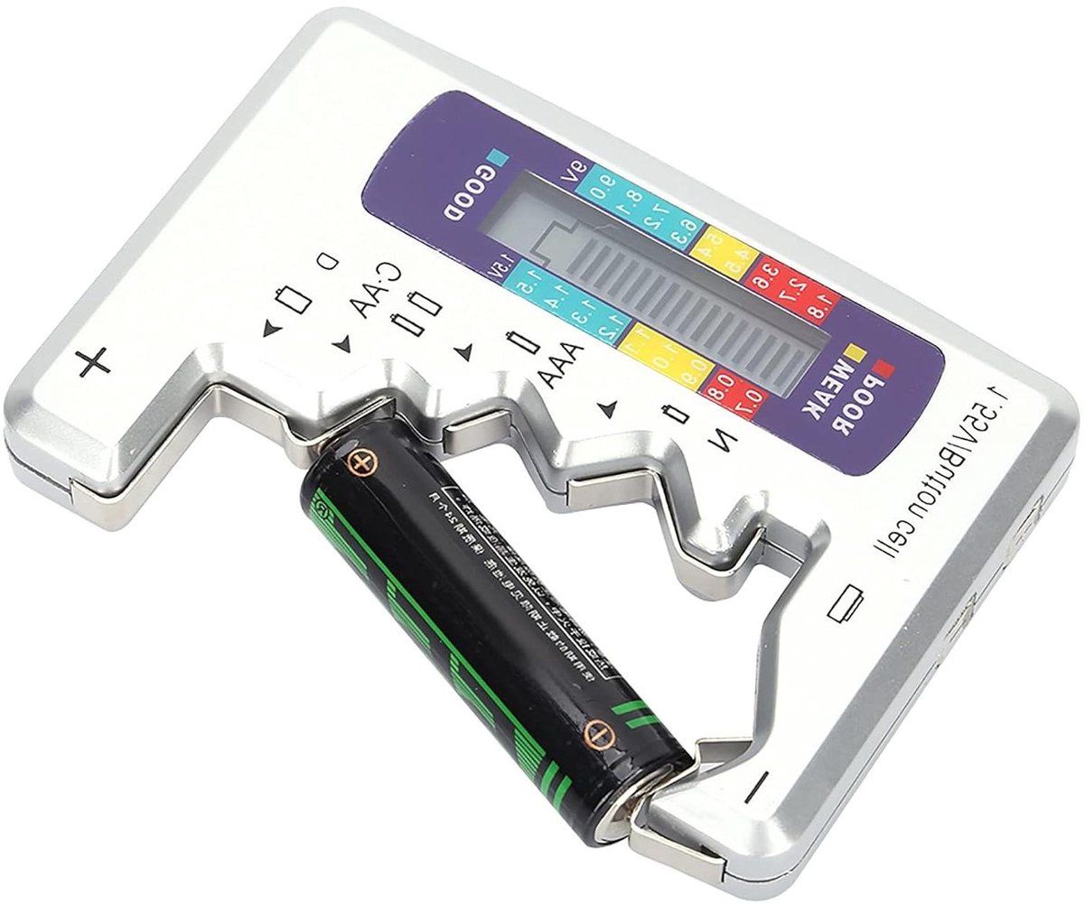 Batterij Tester - Batterij Capaciteit Detector - Batterij Status Bepalen - Multifunctionele Meting - 90 x 60 mm - Grijs