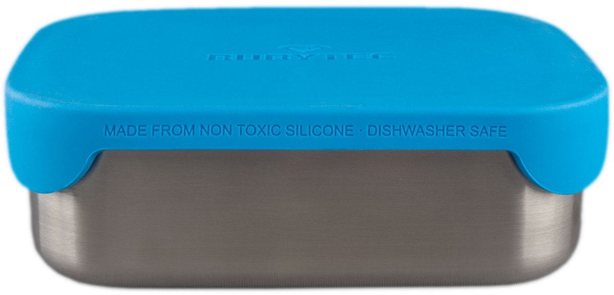Rubytec Superhero Lunchbox - 0,8 L - RVS Broodtrommel - Vaatwasserbestendig - Inclusief verdeler - Hermetische sluiting - 17.3 x 13.3 x 6.2 cm - Blauw