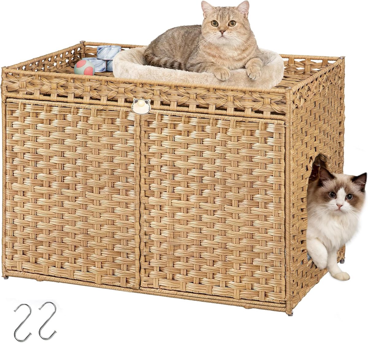 Hzuaneri Kattenbakomheining, verborgen met Mat en Hekwerk,Naturel