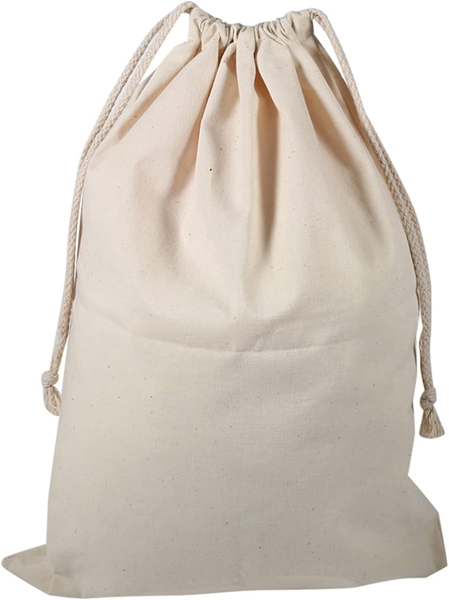 SnelShoppen - Katoenen Opbergzakken, Waszak, Opbergzak van Katoen met Trekkoord voor Thuisgebruik en Reizen (30 * 40cm)