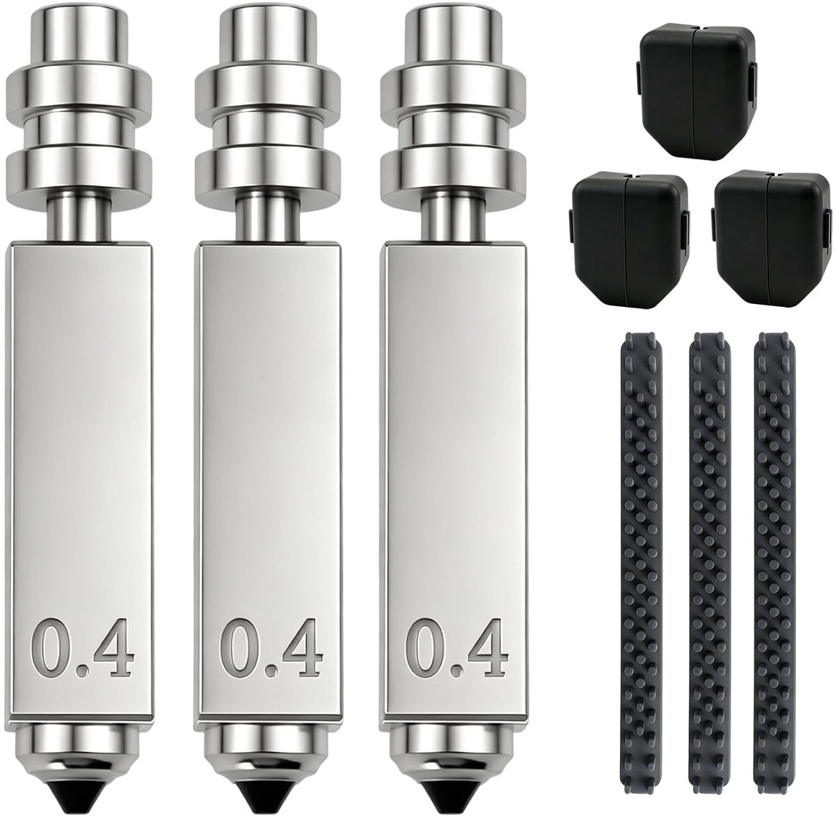 SnelShoppen - Anycubic Kobra X Mondstuk 0,4 mm - Geïntegreerd Hete Mondstuk van Gehard Staal - Inclusief 3 Siliconen Afdekkingen & 3 Siliconen Borstel