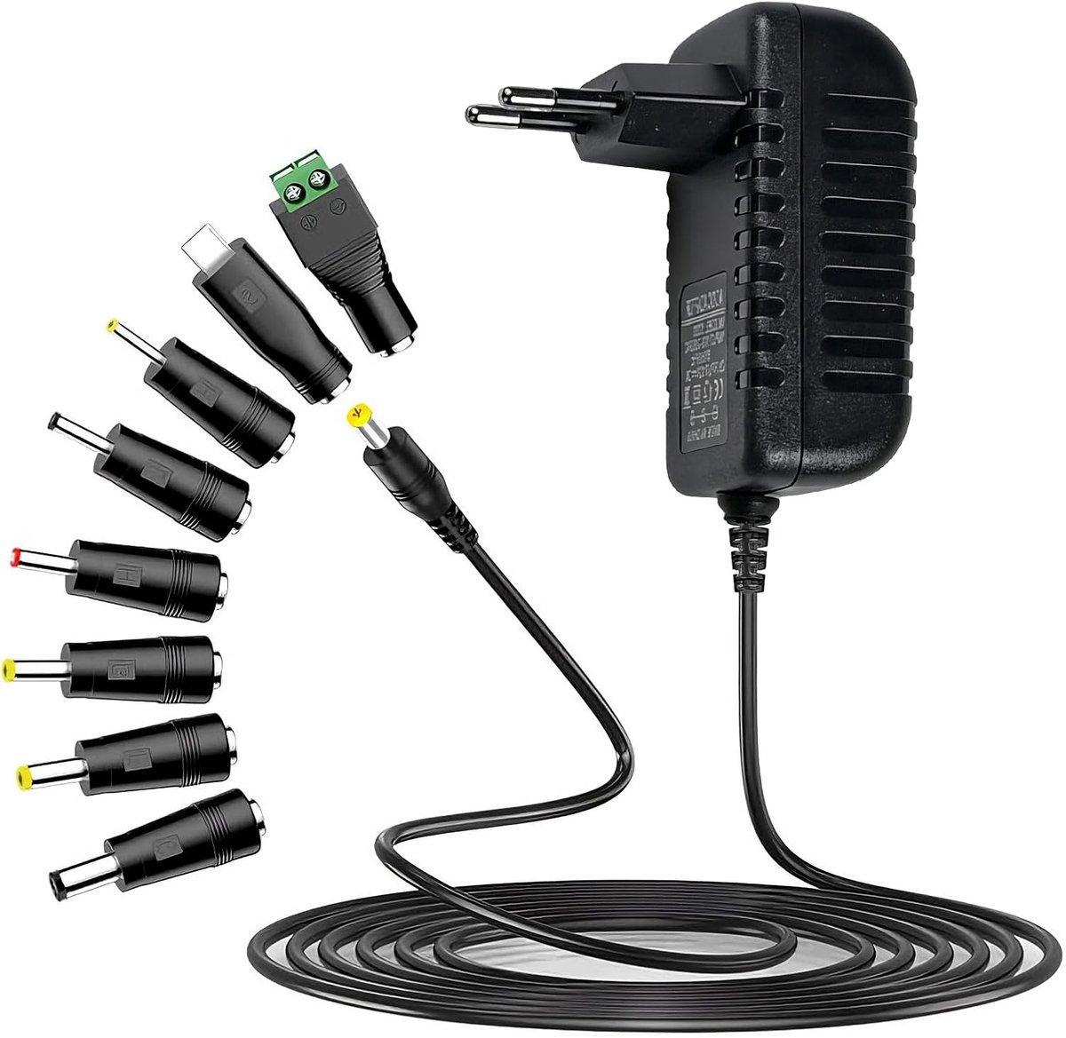 SnelShoppen - 24V Voeding, AC Adapter 24V 1A, Universele AC 220V naar DC 24V 500mA 1000mA met 8 DC Plug Adapters voor LED Strips, CCTV Camera, Router