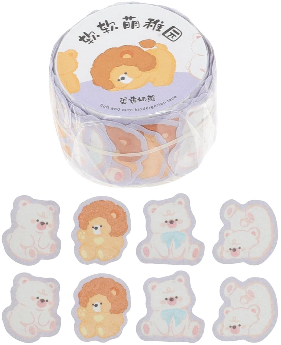 SnelShoppen - Decoratieve Maskingtape met Beerpatroon - Kleurige Plakband voor Journaling, Scrapbooking en DIY Projecten - Hoogwaardige Kwaliteit, 10