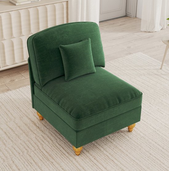 MIVRAY Zitbank 1-Zits 78 Cm - Zonder Armleuningen En Afneembare Rok - Voor Woonkamer En Slaapkamer - Chenille - Groen