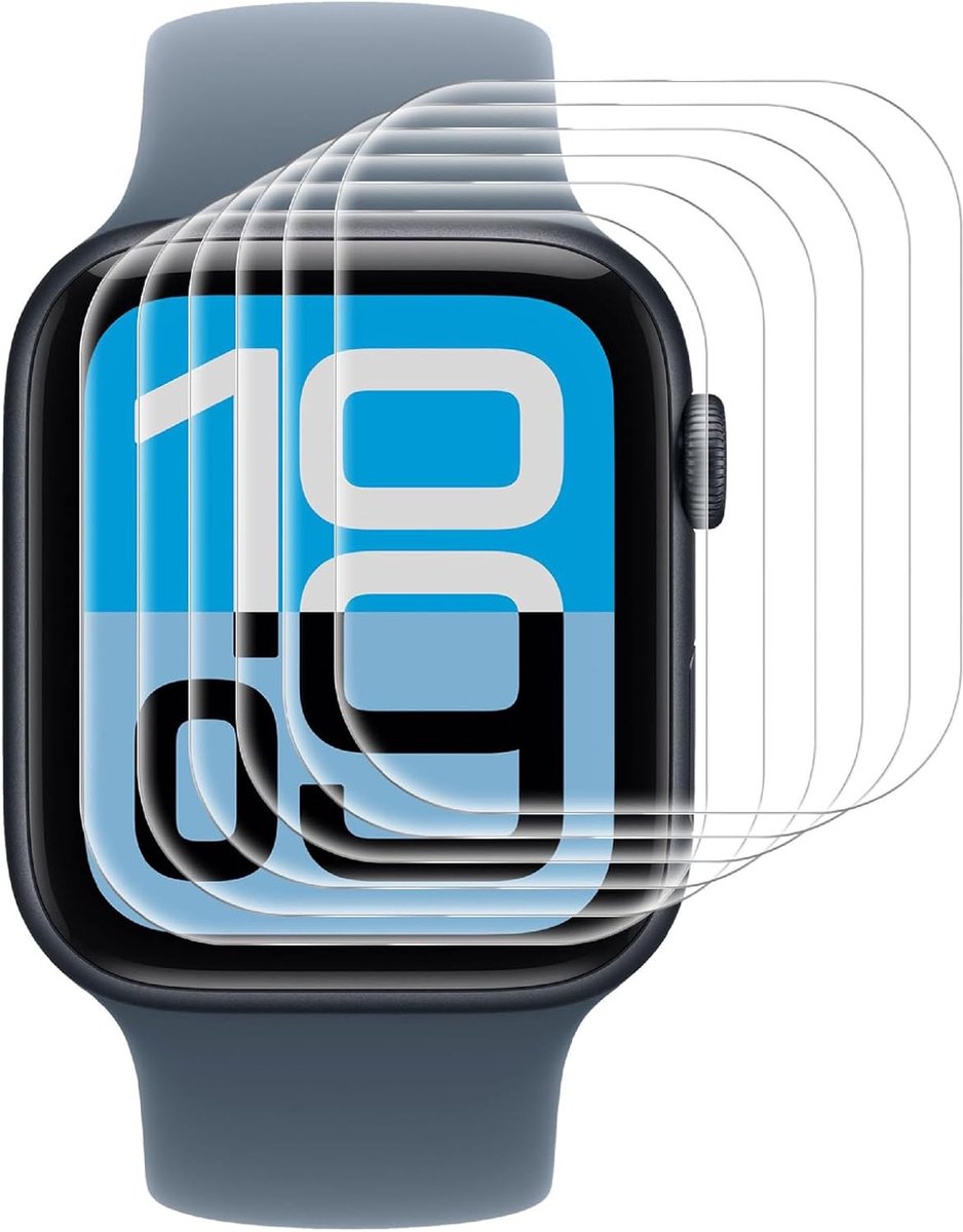 SnelShoppen - Pack van 6 Beschermfolie voor Apple Watch SE 3 40 mm, HD Ultra Dun, Flexibele Schermbeschermer, Krasbestendig, Antireflecterend