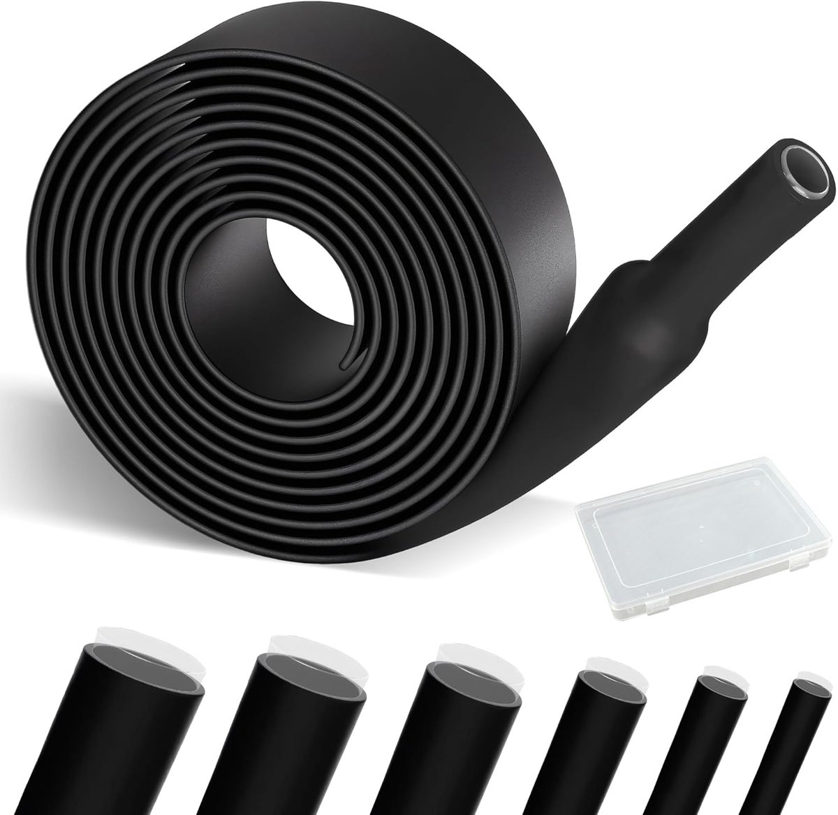 6 Sizes of (2 m × Ø 0.157/0.236/8 mm + 1 m × Ø 0.472/0.630/18 mm) Heat Shrink Tubing Set 9 m, Heat Shrink Tubing 4:1 - ShopVlot