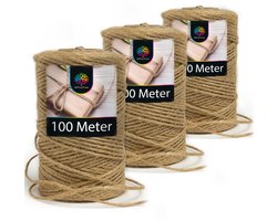 OfficeTree Natur Kordel - 300 Meter Bastelschnur - 3 Rollen Juteschnur