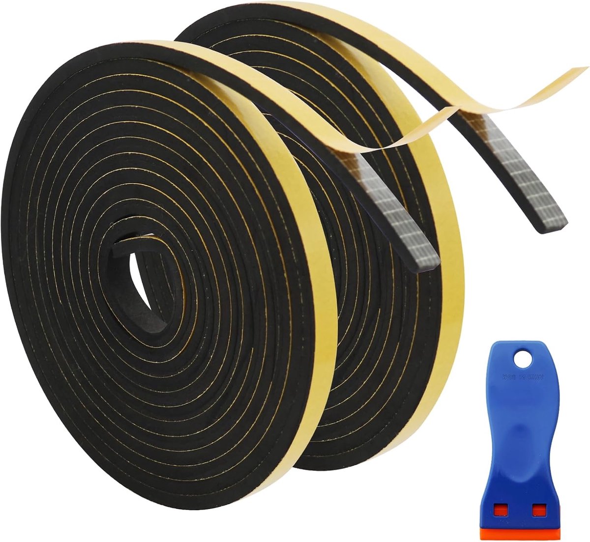 SnelShoppen - 2 Rollers Zelfklevend Schuim Tape 12mm x 6mm x 5m Zwarte Rubberafdichting voor Deuren en Ramen Insonorisatie en Waterdichtheid