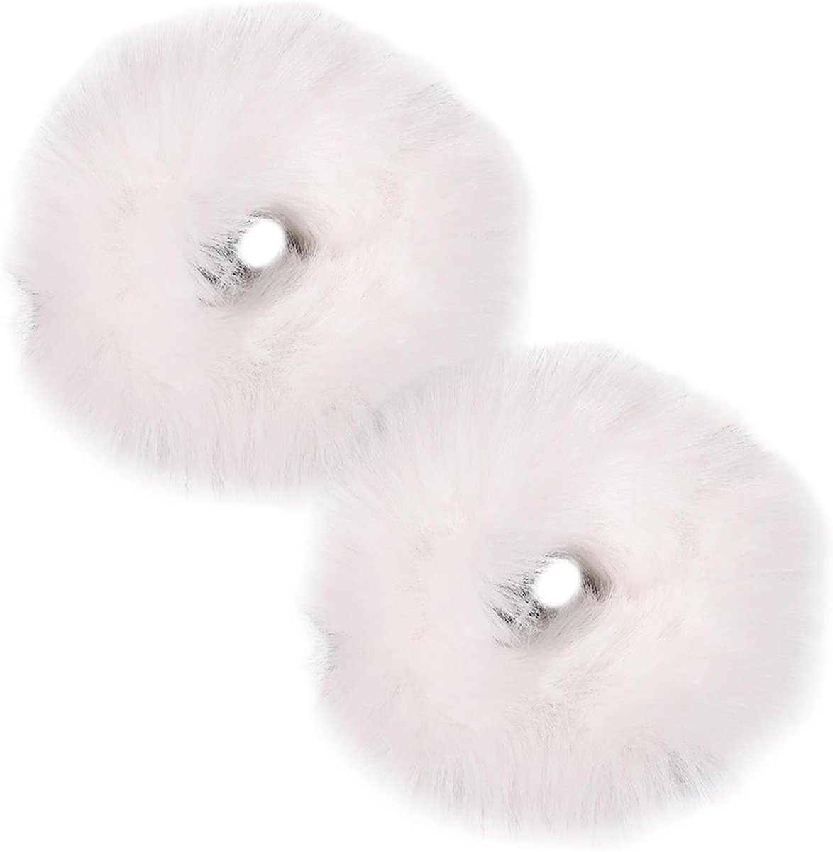SnelShoppen - Scrunchies Haarbanden met Pompoms Pluche Haarelastieken voor Vrouwen en Meisjes, Set van 2 - Donutvormige Haaraccessoires voor Ponytails