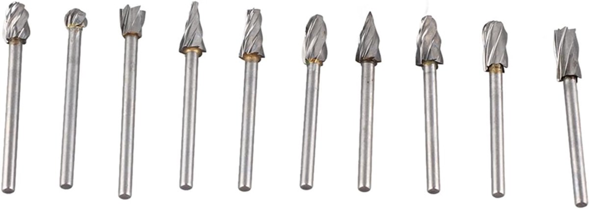 SnelShoppen - 10-delige Carbide Frees Set, Houten Snijbits met Wolfraamstaal Slijpkop, Hoge Hardheid voor Houtbewerking, Beeldhouwen en Polijsten