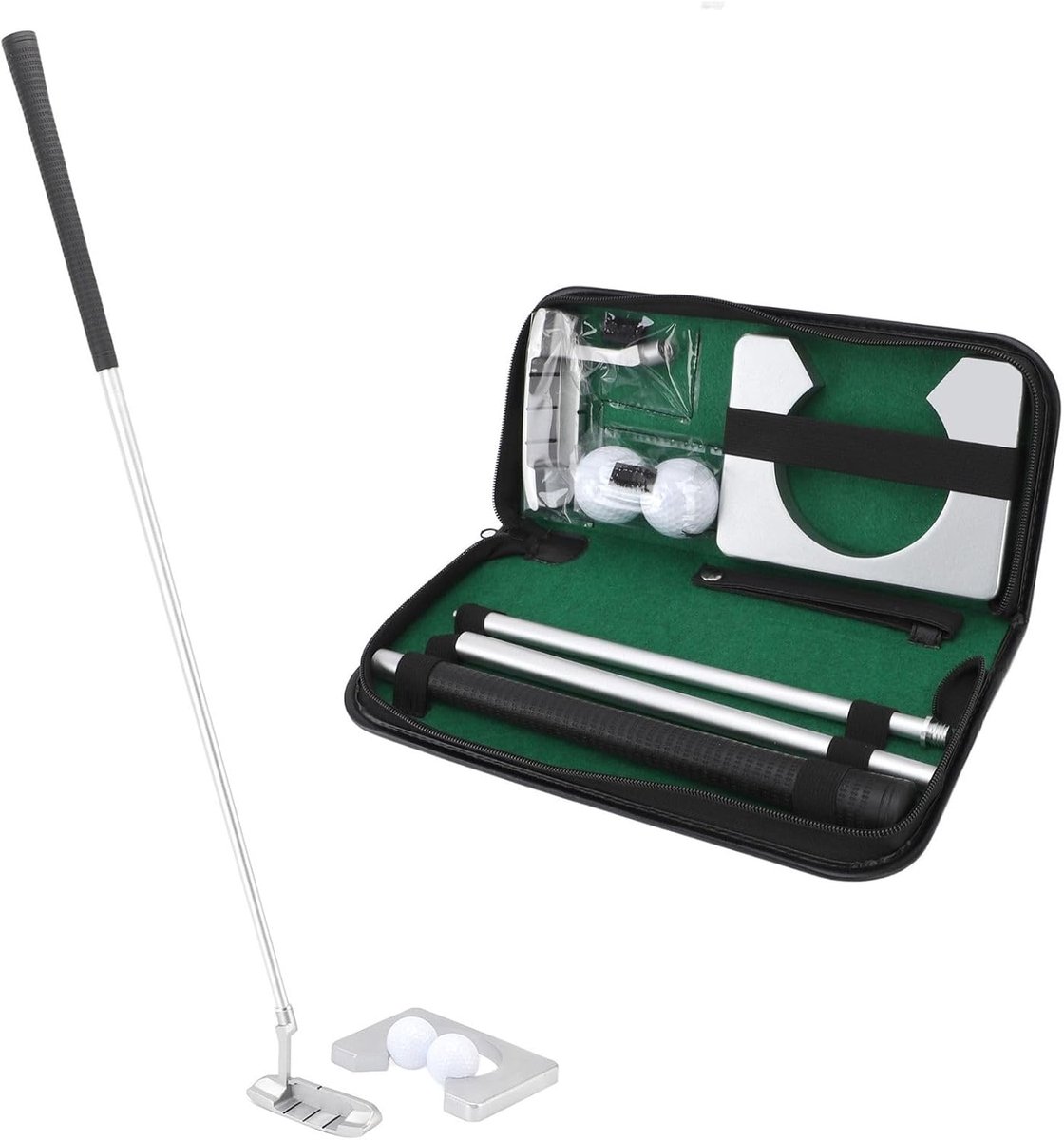 SnelShoppen - Putting Ball Oefenset voor Thuis en Buiten, Putter Simulatie, Ergonomisch Ontwerp, Zink- en Aluminiumlegering, Verbeter Stroke Controle