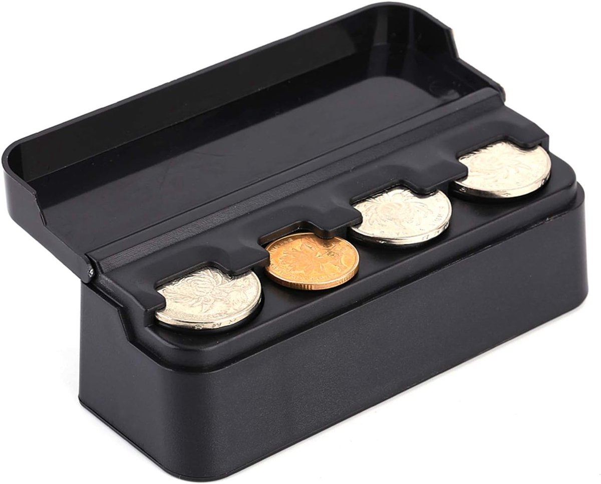 SnelShoppen - Compacte Auto Munt Houder, Draagbare Plastic Munt Organizer, Valuta Opslagdoos, Munt Container met Veertjes voor Auto, Camping, Feest