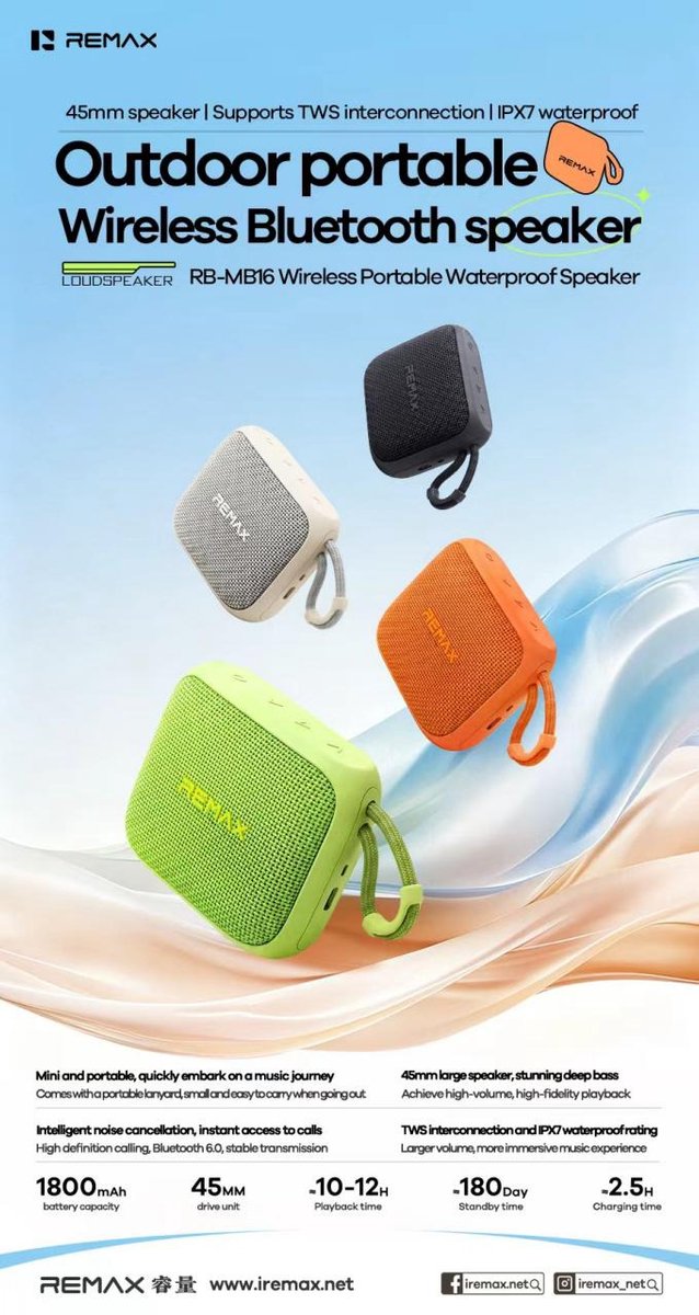 Remax RB-MB16 - Bluetooth speaker - Draagbaar - Waterbestendig - Groen van Remax — afbeelding 3