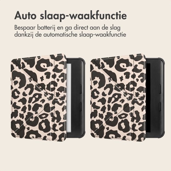 imoshion Ereader Cover / Hoesje Geschikt voor Kobo Libra Colour - imoshion Design Origami Bookcase - Leopard van iMoshion — afbeelding 3