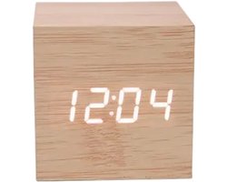 Réveil Numérique, Réveil Matin LED Horloge Digitaal met datum- en temperatuuraanduiding, 3 alarmen, 4 lichtniveaus, Horloge Numérique Alimenté door batterij of USB【Bois Clair】
