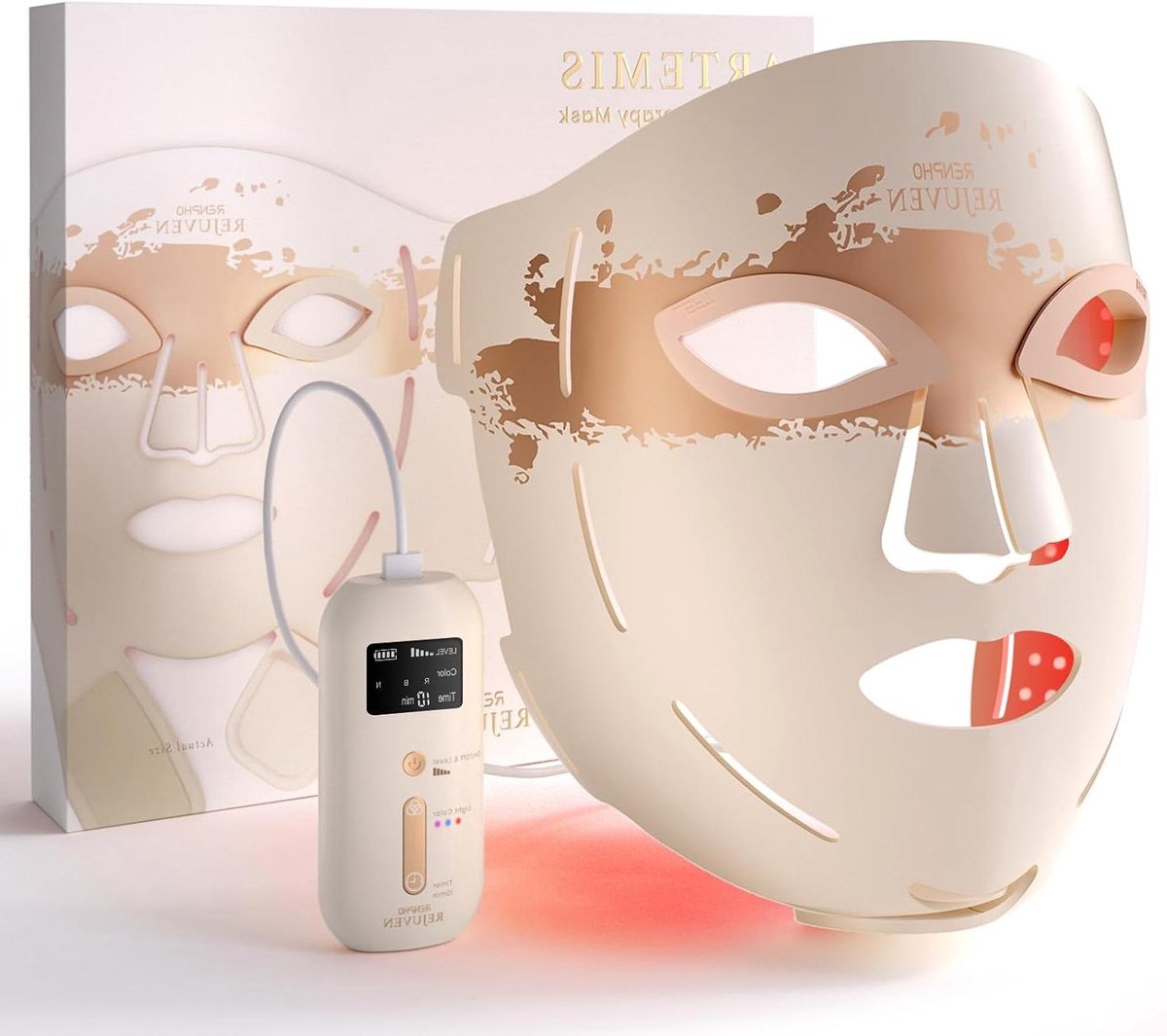 LED Gezichtsmasker - Gezichtsbehandeling - Huidverbetering Thuis - 3 Lichtstanden - 324 LED's - Wit