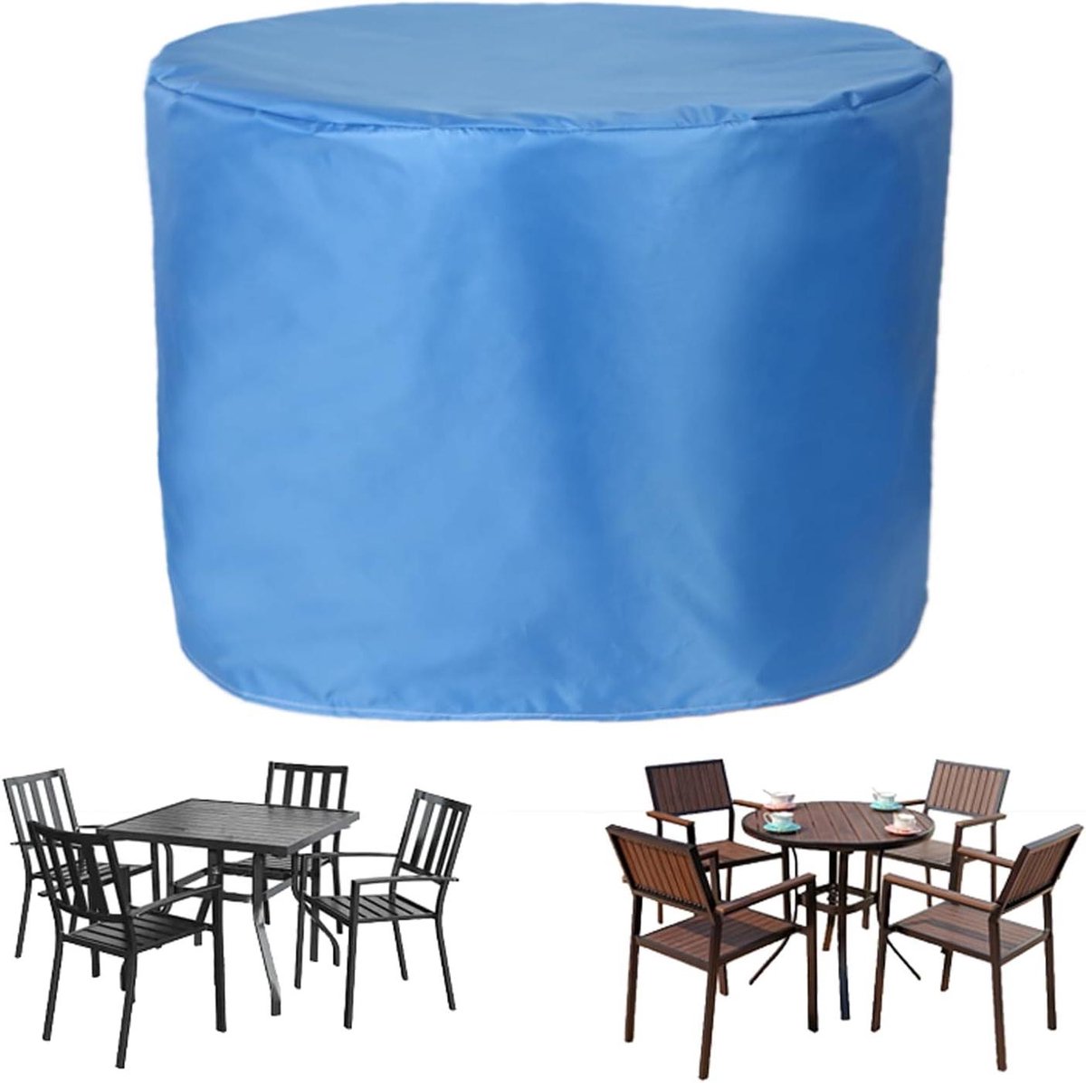 Patio Meubelhoes - Tuinmeubelhoes Rond - Meubels Beschermen - Waterdicht Oxford Materiaal - 380x150cm - Grijs