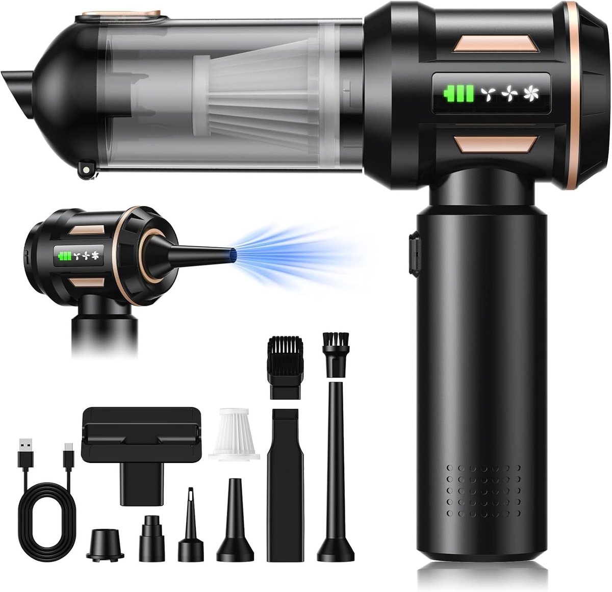 Handheld Stofzuiger - Draadloos - 28.000 Pa - 4-in-1 Multifunctionele Stofzuiger - Voor Huis en Auto