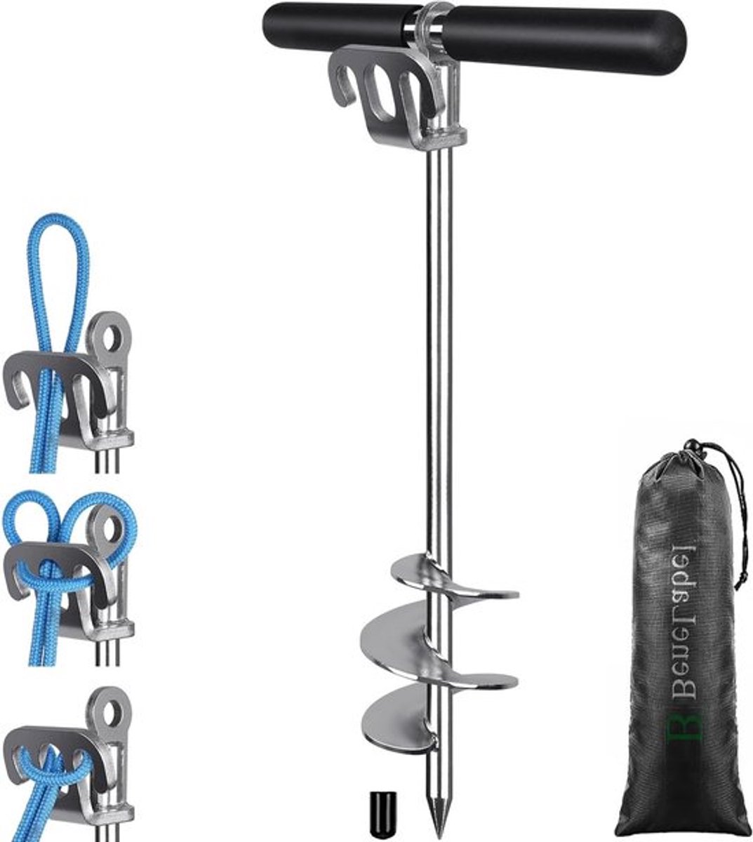 Zware Duikankers voor Kayak en Kano, 43 cm Schroefanker voor Ondiep Water met Opbergtas - Ideaal voor Strand, SUP en Bootgebruik