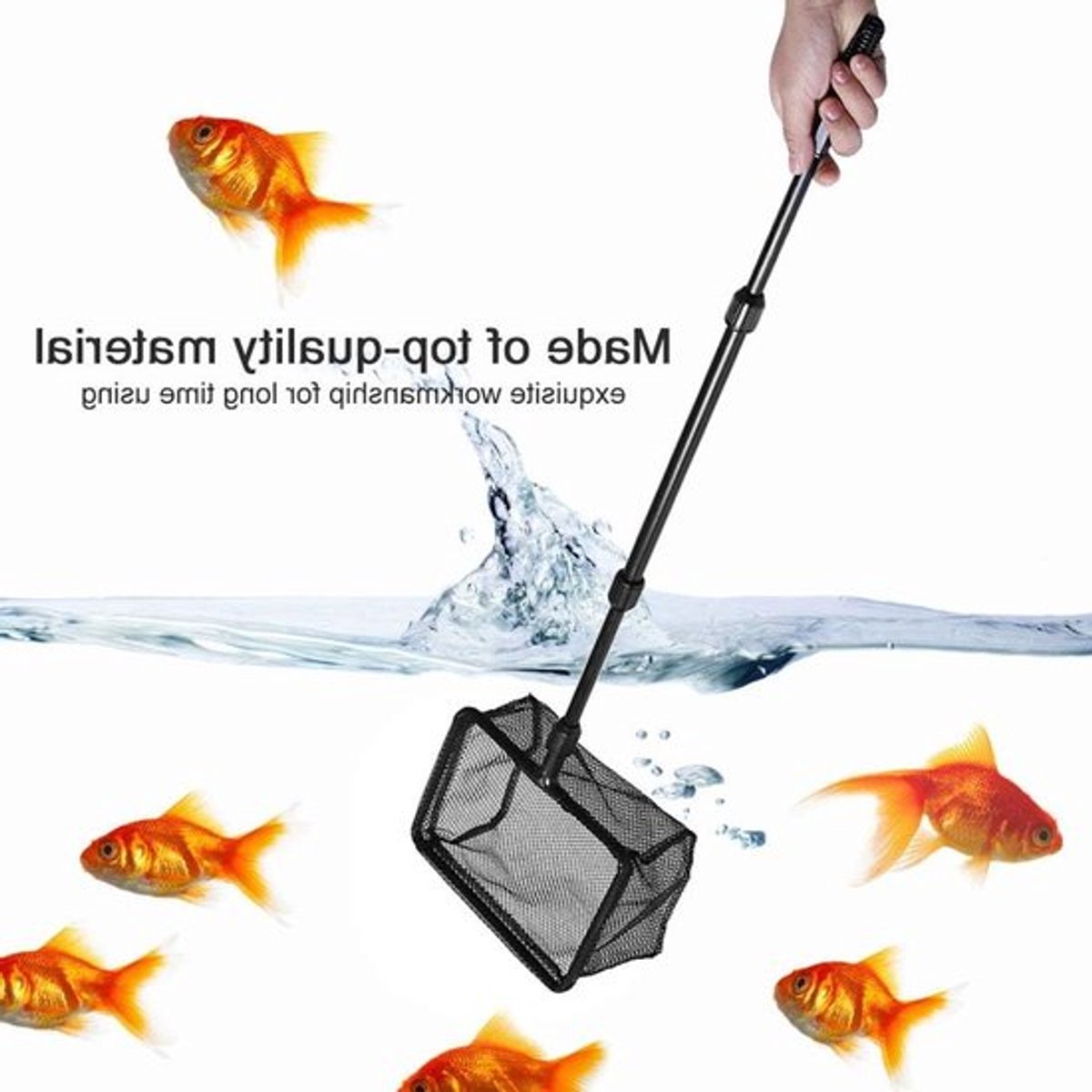 Duurzaam aquarium landing net met plastic handvat en fijn gaas voor het vangen en loslaten van vissen