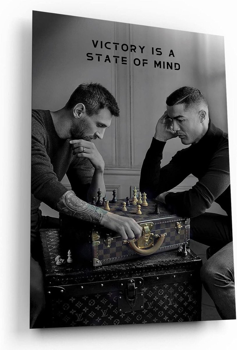 SnelShoppen - Messi & Ronaldo Schaak Poster, Voetballegendes Canvas, Voetballer Poster, Voetbal Wanddecoratie, Sport Huisdecoratie, Wereldbeker 2022 I