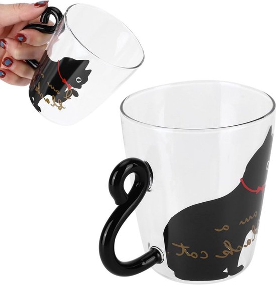 Set van 2 Schattige Kat Glazen Bekers, 300ml Borosilicaat Koffiemokken voor Thee, Sap en Dranken