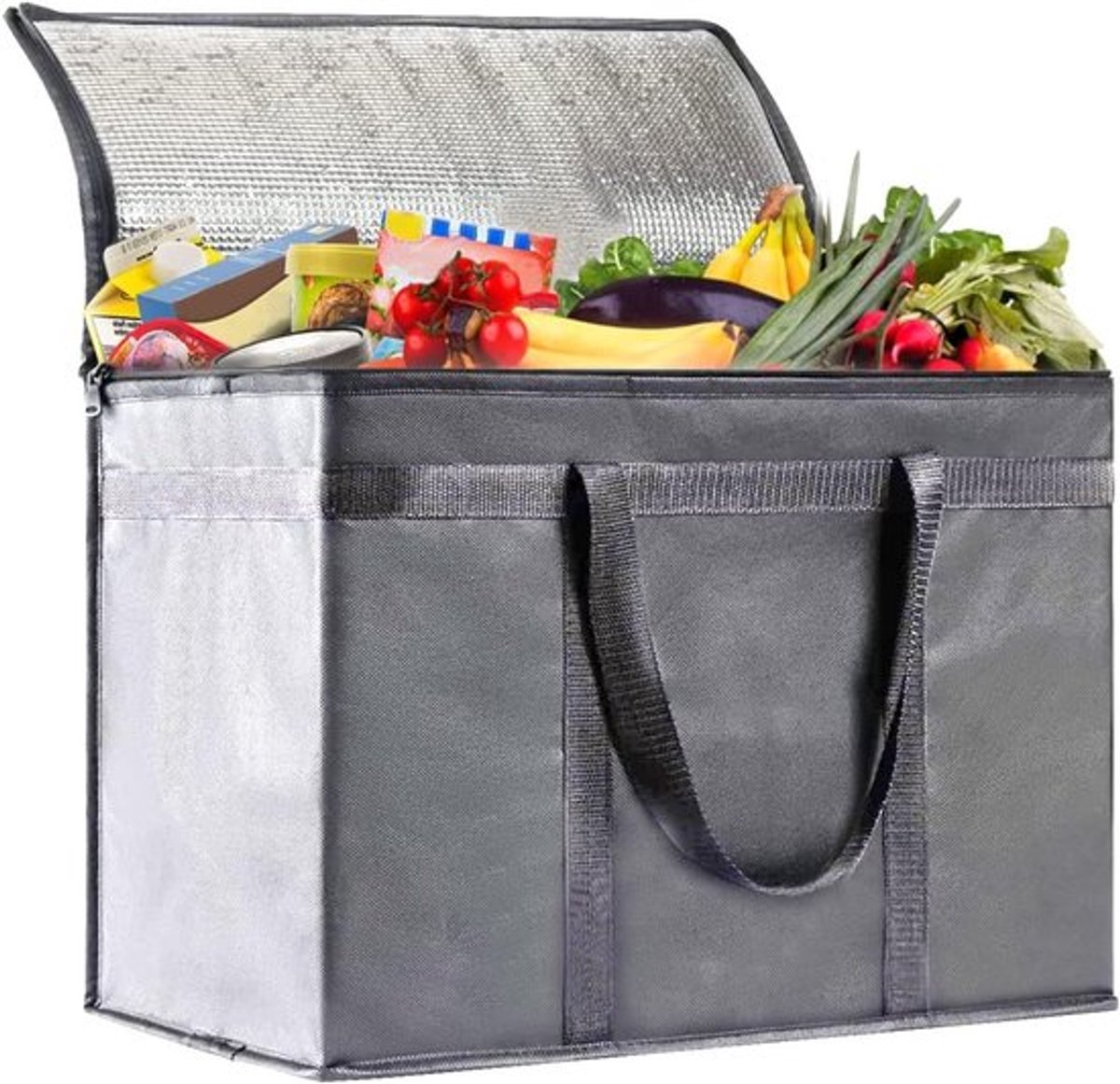 Grote Isolerende Koeltas 30L voor Voedselbezorging, Picknick en Lunch - Vouwbare Koelbox (Grijs)