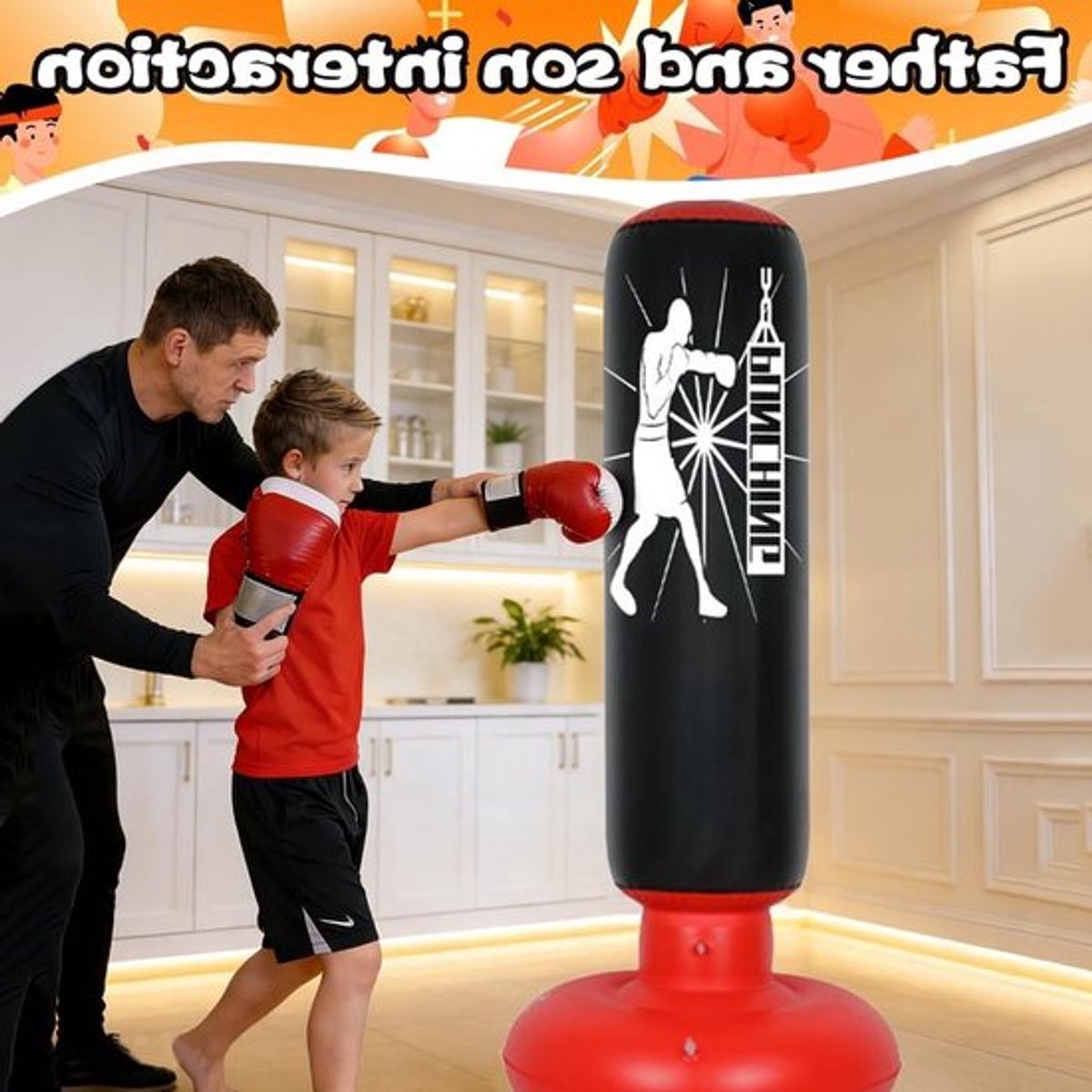 Verstelbare bokszak voor kinderen 3-12 jaar - 160 cm staande bokszak met bokshandschoenen en pomp - ideaal voor karate, taekwondo en MMA-training