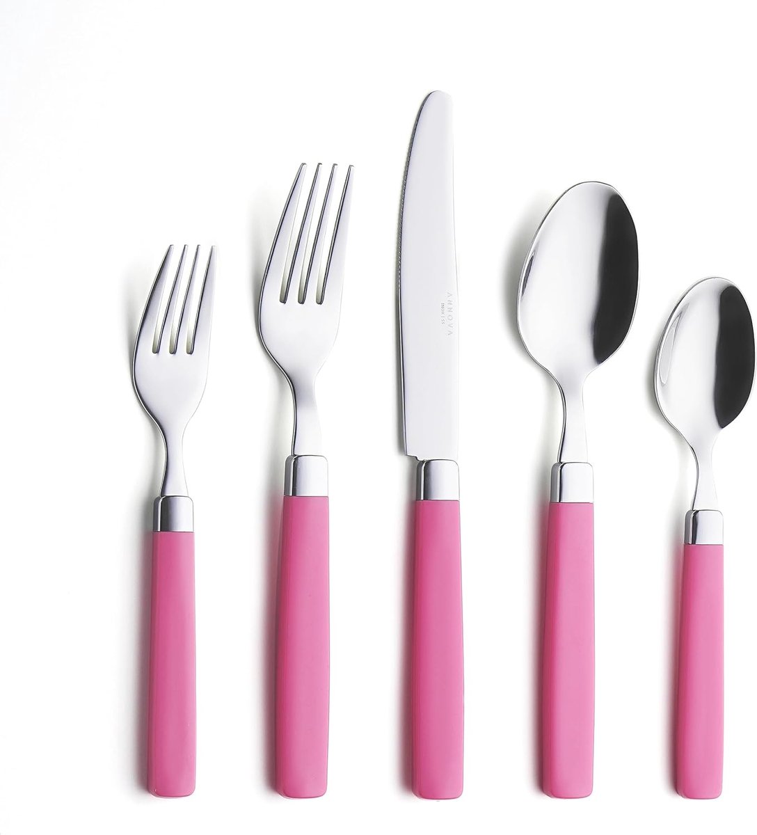 SnelShoppen - Bestekset voor 4 Personen - Roestvrij Staal met Kleurrijke Handvatten - Bestekset voor Diner, Salade, Dessert - Ideaal voor Feesten, Cam