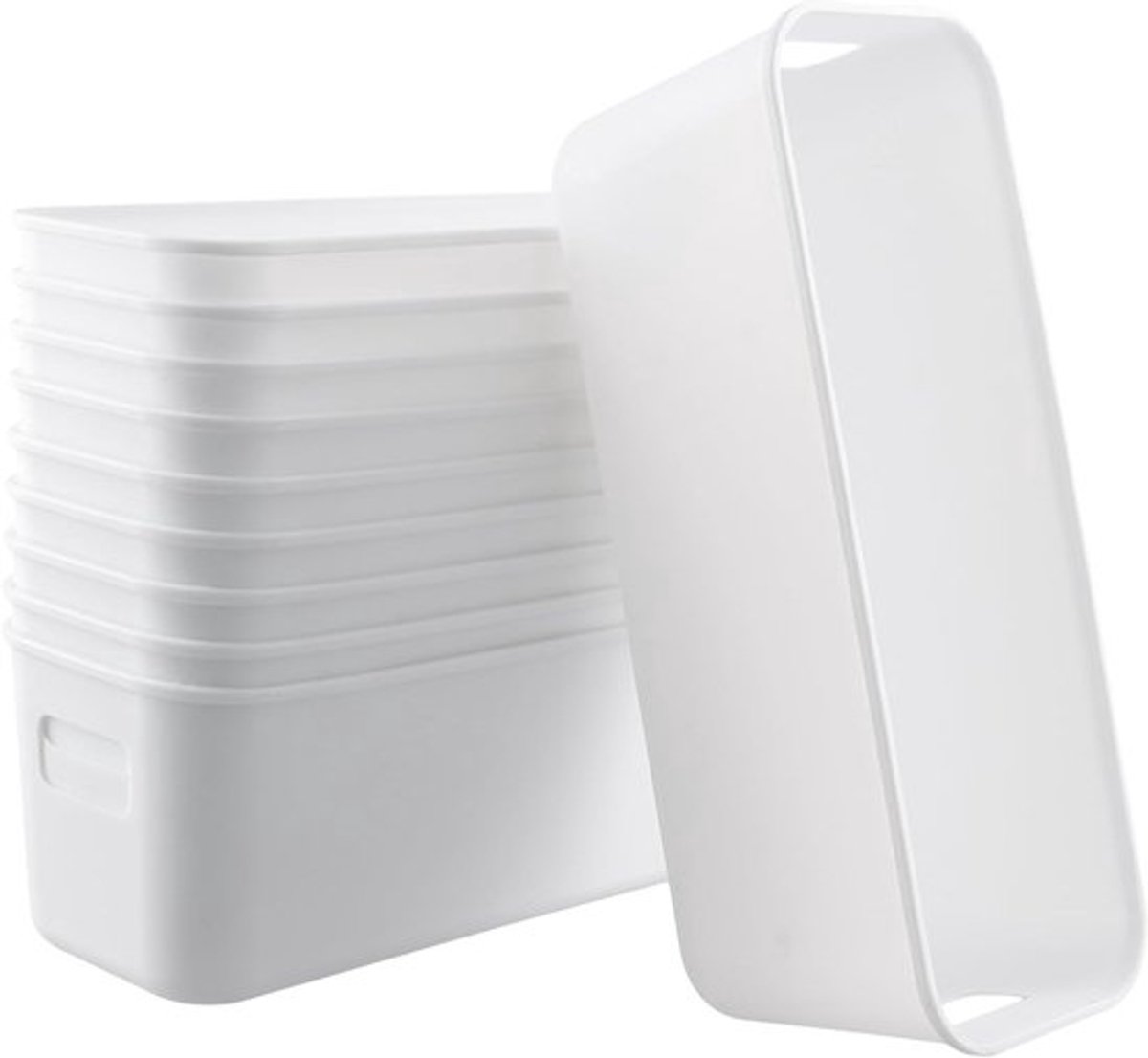 Set van 10 Plastic Opbergmanden met Handvatten - 27 x 9,5 x 9 cm - Ideaal voor Keuken, Badkamer en Kantoororganisatie