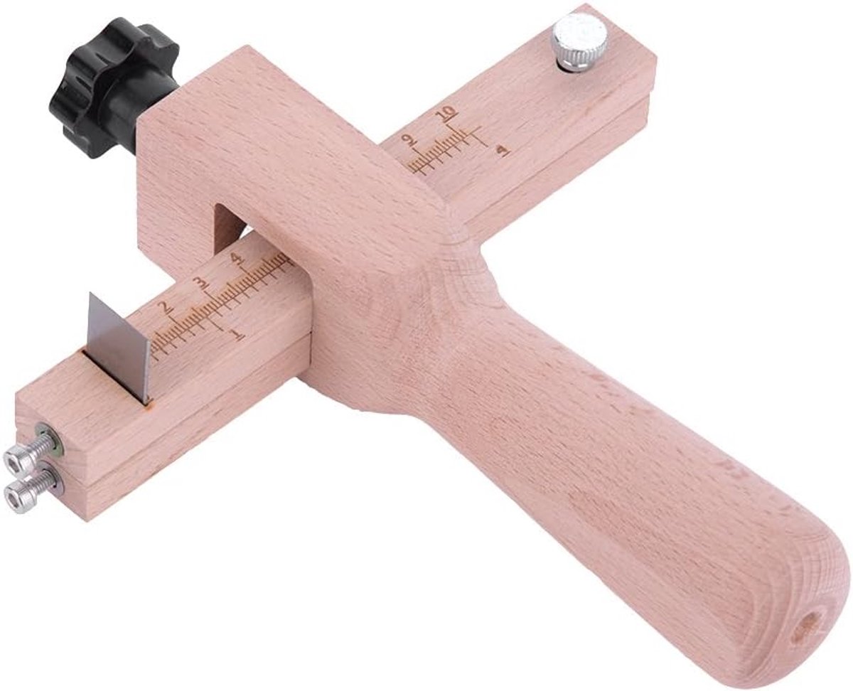 SnelShoppen - Walfront Leer Craftool Verstelbare Houten Strips en Riem Snijgereedschap met Vervangbare Messen - Hoogwaardige Roestvrijstaal en Beukenh