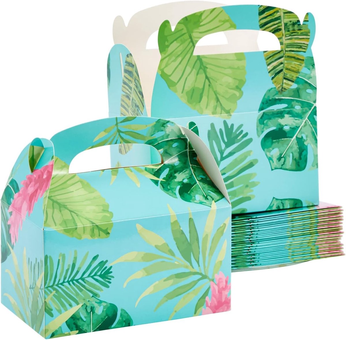 SnelShoppen - Tropische Luau Feest Favour Boxen Set - 24 Stuks Geschenkdozen 8,4 x 8,4 x 9,1 cm - Perfect voor Kinderfeestjes, Feestdagen, Tuinfeesten