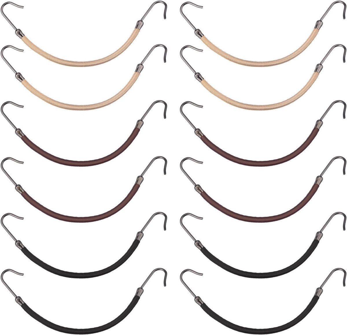 15 Pieces Elastic Bands Hair Styling Ponytail Hooks, Black, Brown and Blonde - ShopVlot