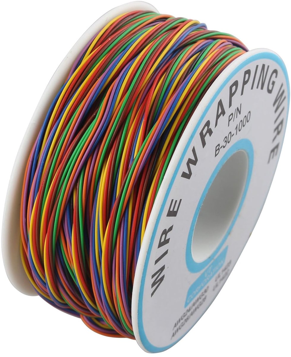 P/N B-30-1000 PCB Jumper Wire 8 Colors Insulation Test Wrapping Cable 15m - ShopVlot